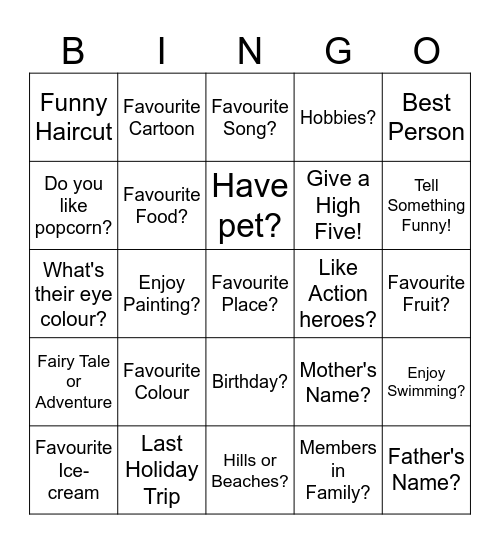 Let's Make a Friend Bingo Card