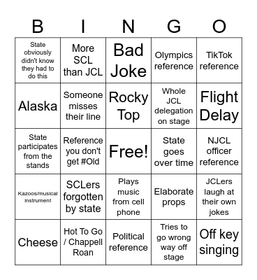Roll Call Bingo Card