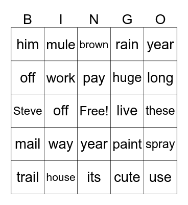 Untitled Bingo Card