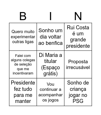 Bingo João Neves Bingo Card