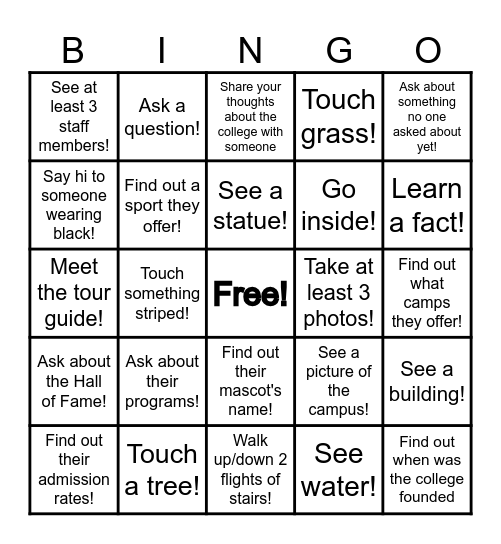 EDGEWOOD COLLEGE Bingo Card