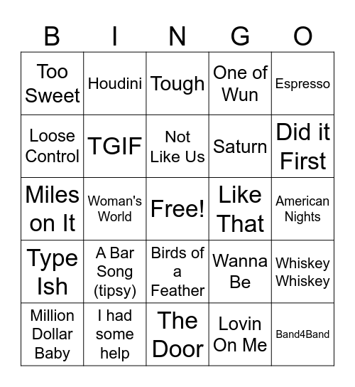 Billboard Hot Summer 24 Bingo Card