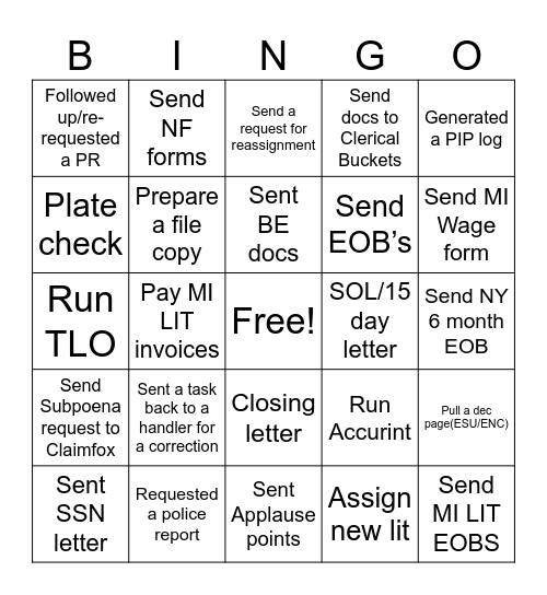 CA BINGO Card