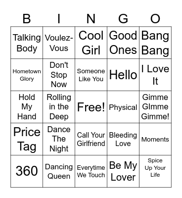 POP DIVAS (EUROPEAN) Bingo Card