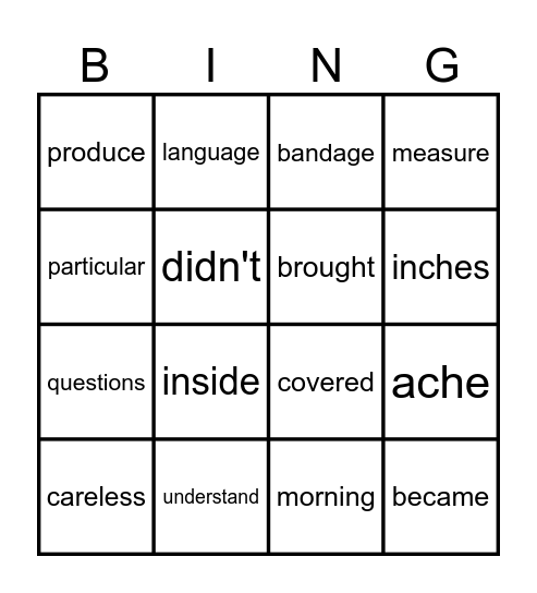 Week 1 sightwords Bingo Card