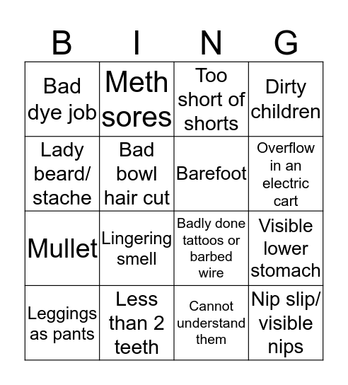1st of the month bingo Card