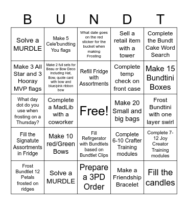 Froster week 2 Bingo Card