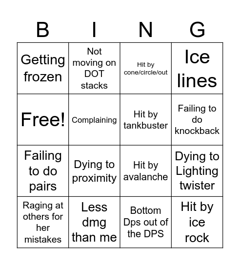 Hannah Bingo Card