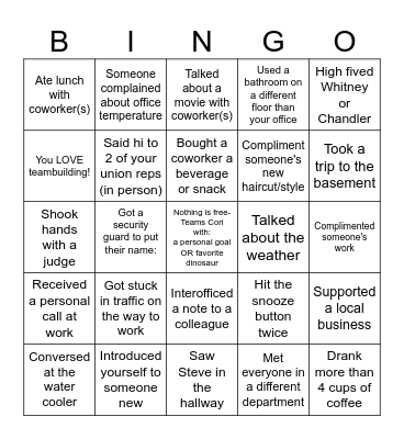 Trial Court Bingo Card
