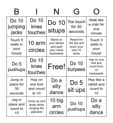 Sebastian's Bingo Break Bingo Card