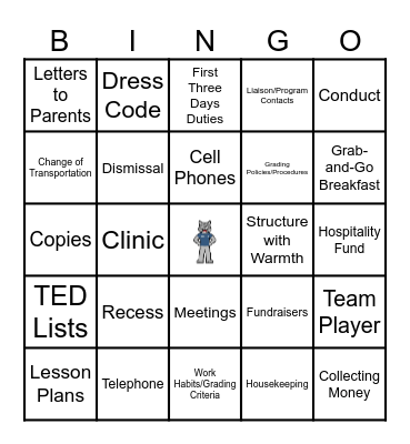 Warner-At-a-Glance BINGO Card