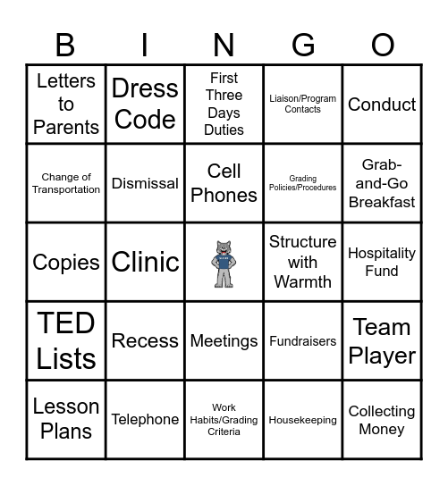 Warner-At-a-Glance BINGO Card