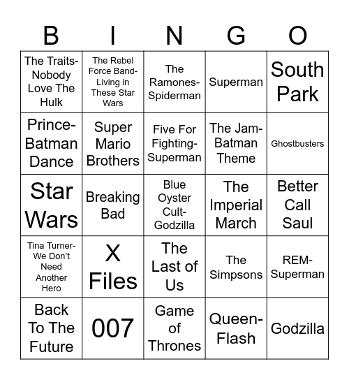 Radio Bingo Comi Con Bingo Card