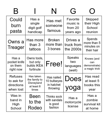 Axes and Irons Bingo Card