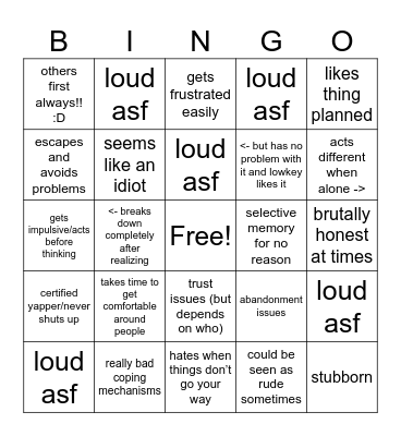 chi kinnie bingo :33 Bingo Card