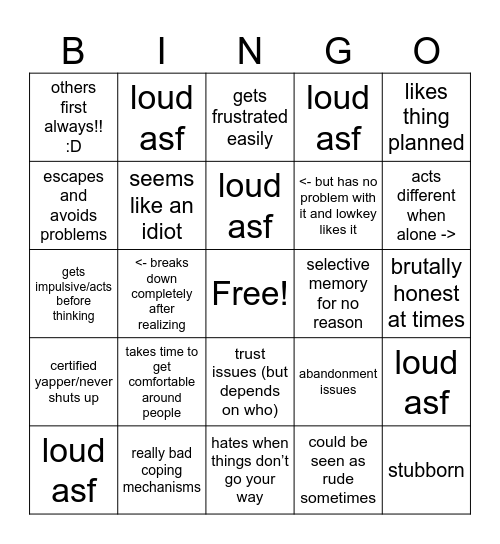 chi kinnie bingo :33 Bingo Card