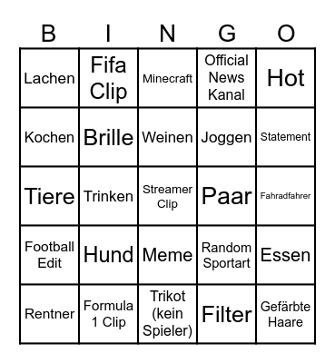 Tiktok Bingo Card