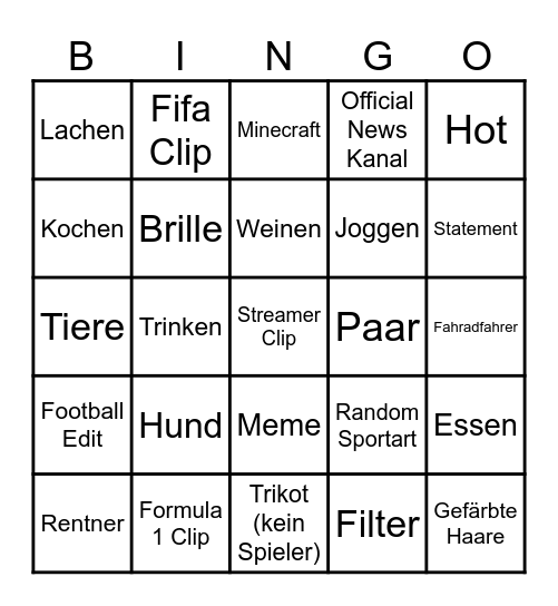 Tiktok Bingo Card