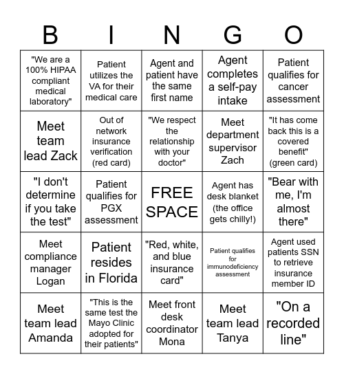 BIO BINGO Card