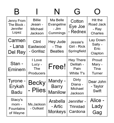 Who are We Talking About? Bingo Card