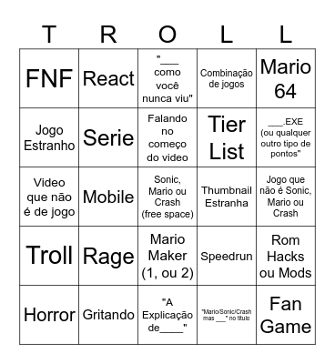 Bingo Pai Troll Bingo Card