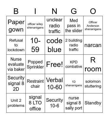 KCSO Bingo Card