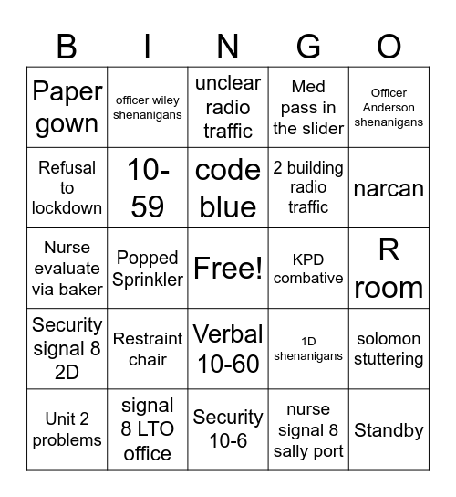 KCSO Bingo Card