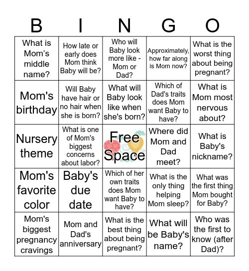 Kimberly's Mommy Bingo Card