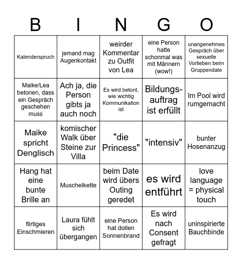 Princess Charming 4x04 Bingo Card