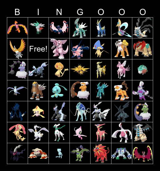 Legends and Mythical's I still need Bingo Card