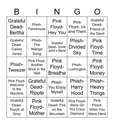 Radio Bingo Jam Band Band Jam Bingo Card