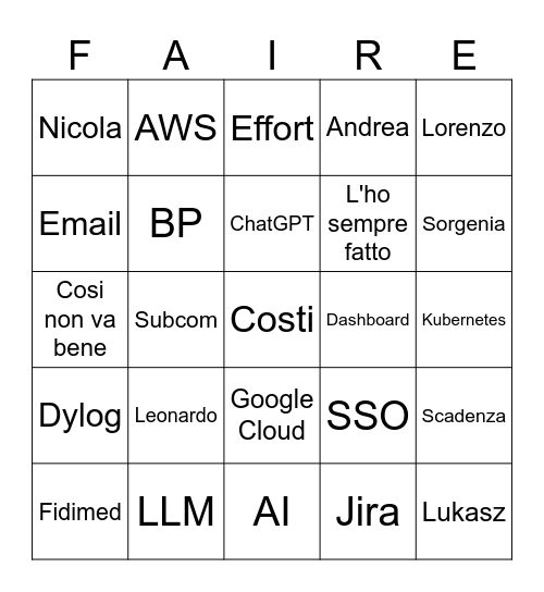 Alessandra Bingo Card