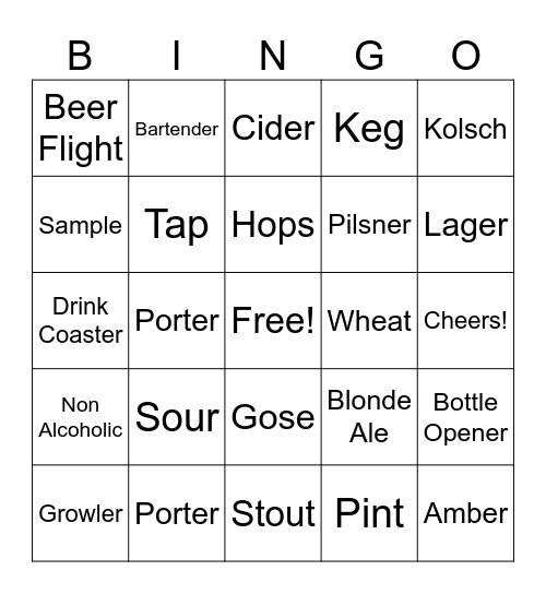 CHEERS & BEERS Bingo Card