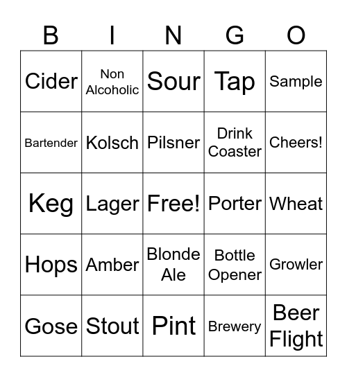 CHEERS & BEERS Bingo Card