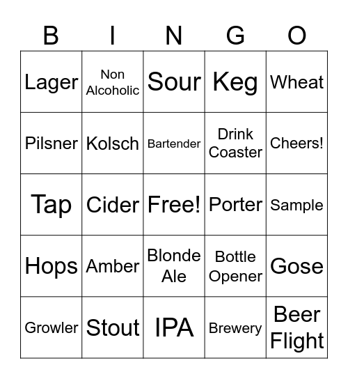 CHEERS & BEERS Bingo Card