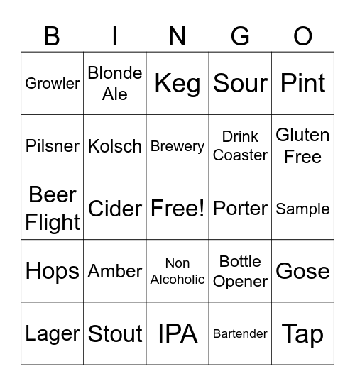 CHEERS & BEERS Bingo Card