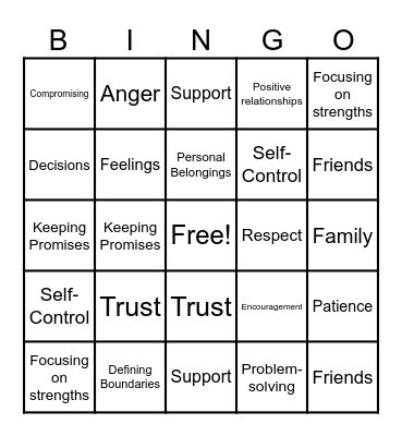 Boundaries Bingo Card