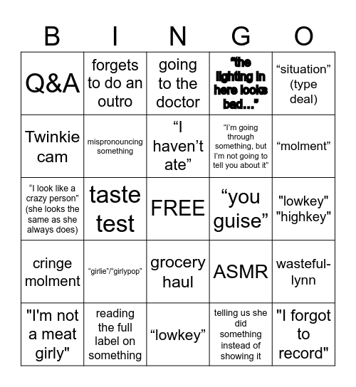 new gorl who dis Bingo Card