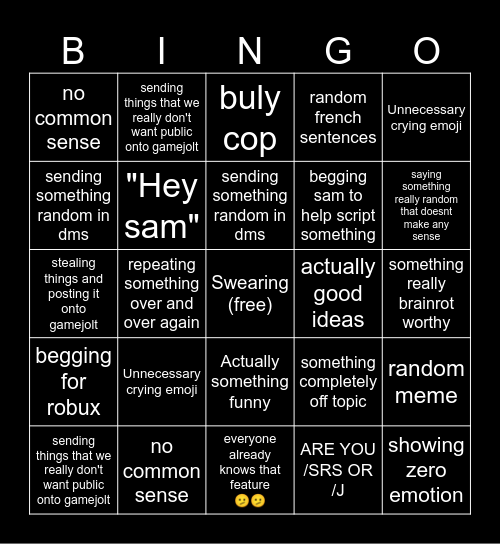 THE NOLAN BINGO (only friends will understand) Bingo Card