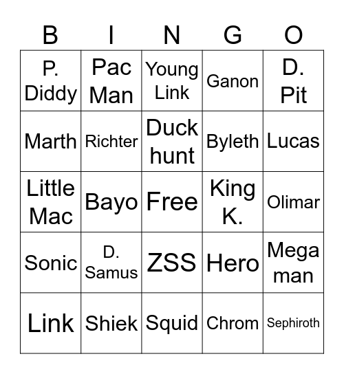 Smashy bros‼️‼️ Bingo Card