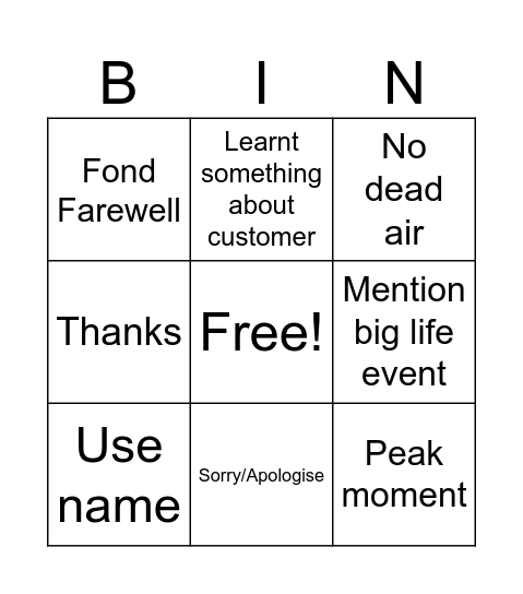 CLF Bingo Card