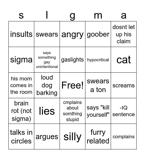 chase Bingo Card