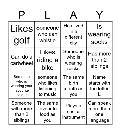GET TO KNOW EACHOTHER Bingo Card
