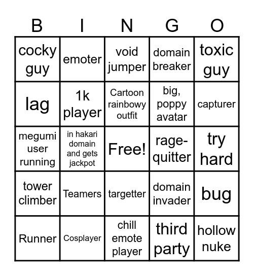 jjs bingo Card