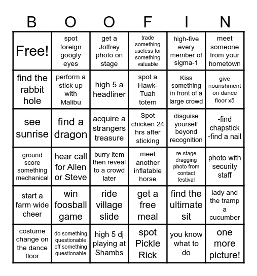 Sham-Bingo Card
