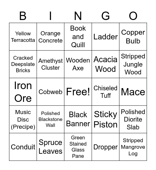 Echoes SMP Bingo Card