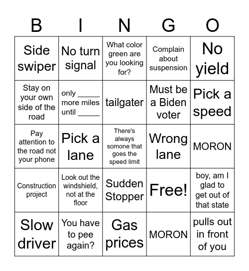 Malcolm Bingo Card