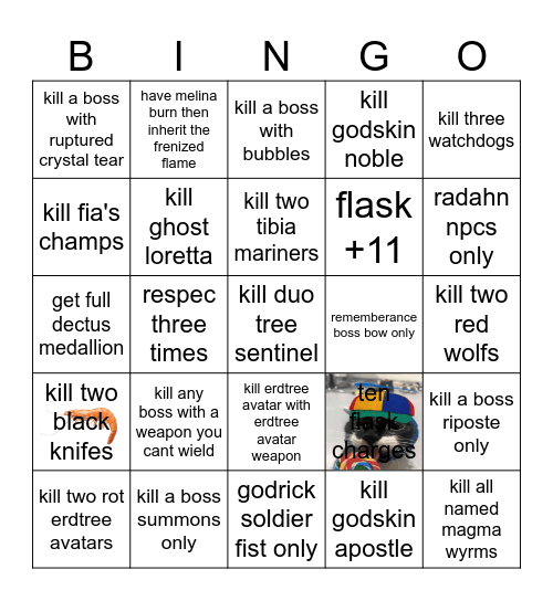 elden ring Bingo Card