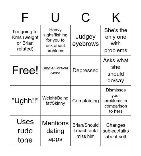 Comments 7/23 Bingo Card