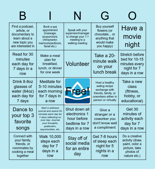 TVWD Wellness Bingo Card